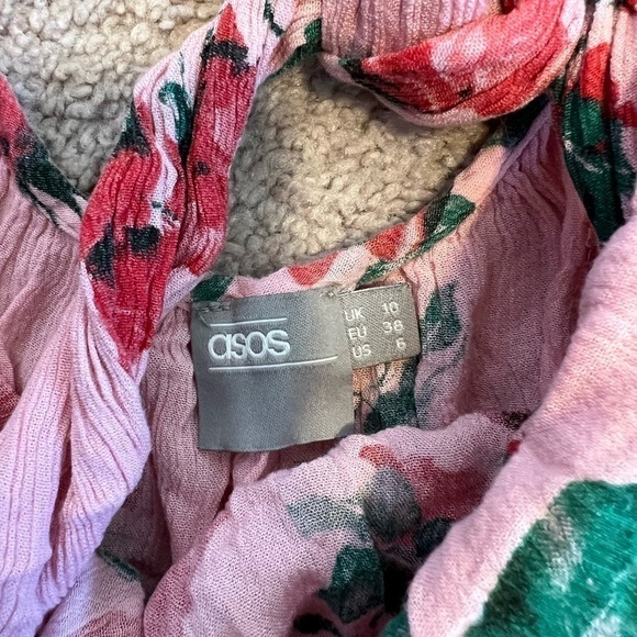 ASOS Women’s Pink Floral Flowy Top Size 6 - Picture 8 of 8